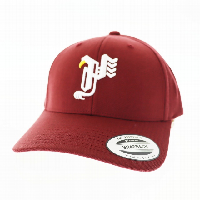 【中古】RAIDBACK FABRIC レイドバック ファブリック 刺繍 スナップ バック キャップ 帽子 バーガンディ●▲