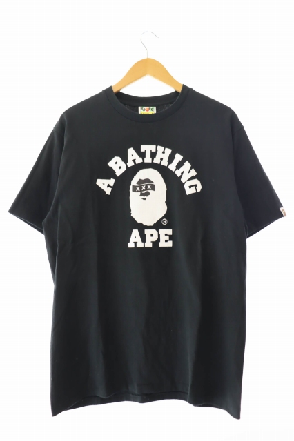 【中古】アベイシングエイプ ×ゴッド セレクション COLLEGE TEE カレッジ プリント 半袖Ｔシャツ L ☆AA★ 250920