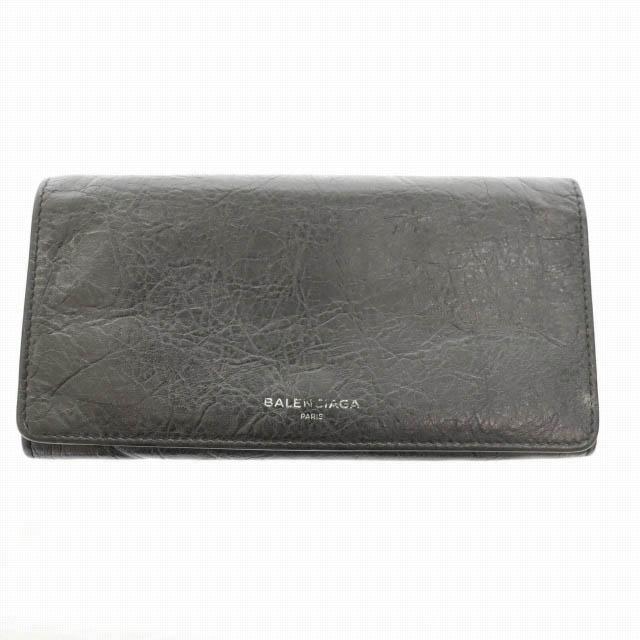【中古】バレンシアガ BALENCIAGA エッセンシャル ロゴ レザー ウォレット 長財布 542008 CU50N 1000 ブラック●▲■