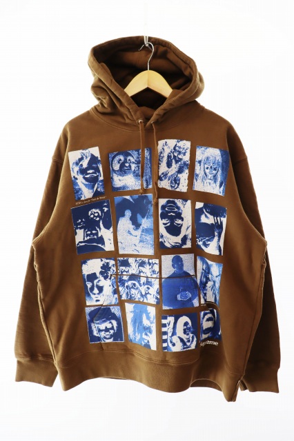 【中古】シュプリーム SUPREME 21AW コラージュ グリッド プリント スウェット フーディー パーカー L 茶 ブラウン