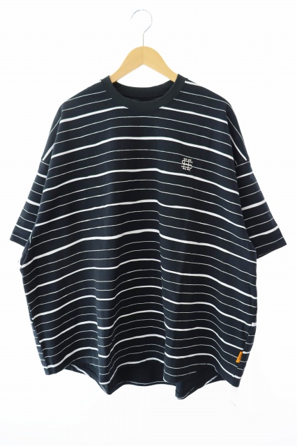 【中古】SEESEE シーシー SUPERBIGROUND BOARDER SS TEE スーパービッグ ラウンド ボーダー 半袖Tシャツ M ネイビー■
