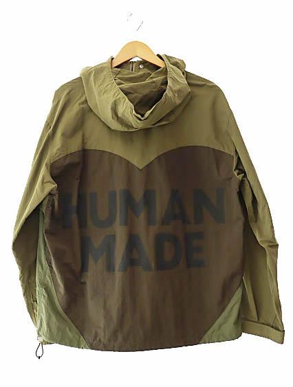 年末大セール！HUMAN MADE オリーブ マウンテンパーカー 中古】ヒューマンメイド HUMAN MADE ハーフボタン ロゴ プリント