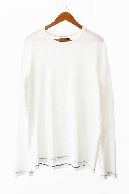 【中古】VUJA DE ブジャデ Contrast Stitch Long-sleeve Top コントラスト ステッチ 長袖Tシャツ M 白 ホワイト