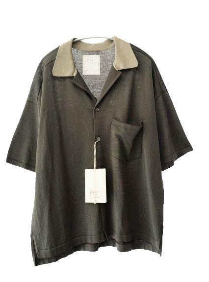 【中古】ANCELLM アンセルム 25SS OPEN COLLAR KNIT S/S SHIRT CHARCOAL オープンカラー ニット 半袖 シャツ■251002