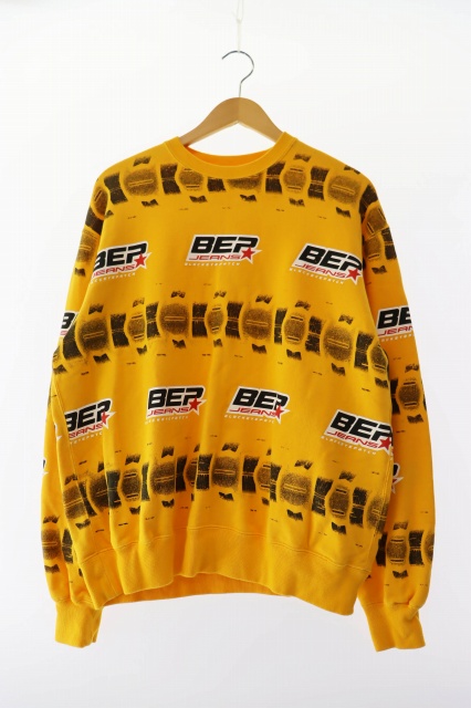 【中古】ブラックアイパッチ ジーンズ タイヤ ボーダード クルー スウェット トレーナー M オレンジ 251004