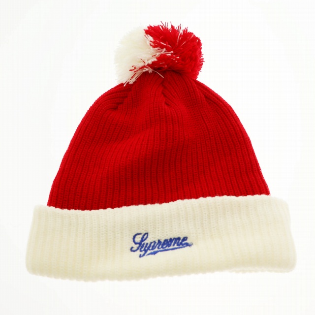 【中古】シュプリーム SUPREME ×ホワイトキャッスル 15SS ロゴ ワッペン ビーニー ニット帽 レッド☆AA★▲251018