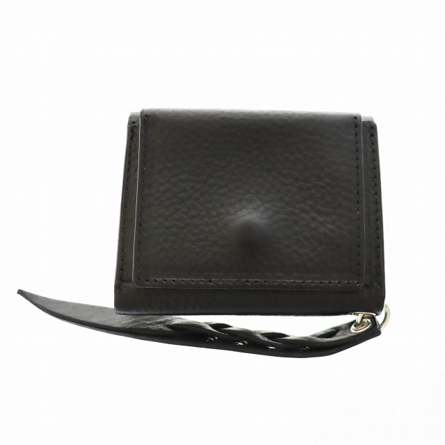 【中古】キャリー スターズ スタッズ プレーン レザー マルチ ウォレット 三つ折り 財布 CL-25SS029LE ブラック●▲