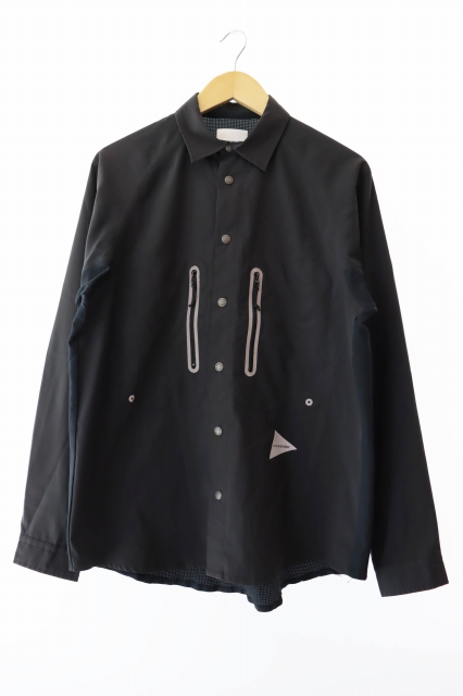 【中古】アンドワンダー and wander tech long sleeve shirt 長袖シャツ AW-FT994-81 3 黒 ブラック ● 251104