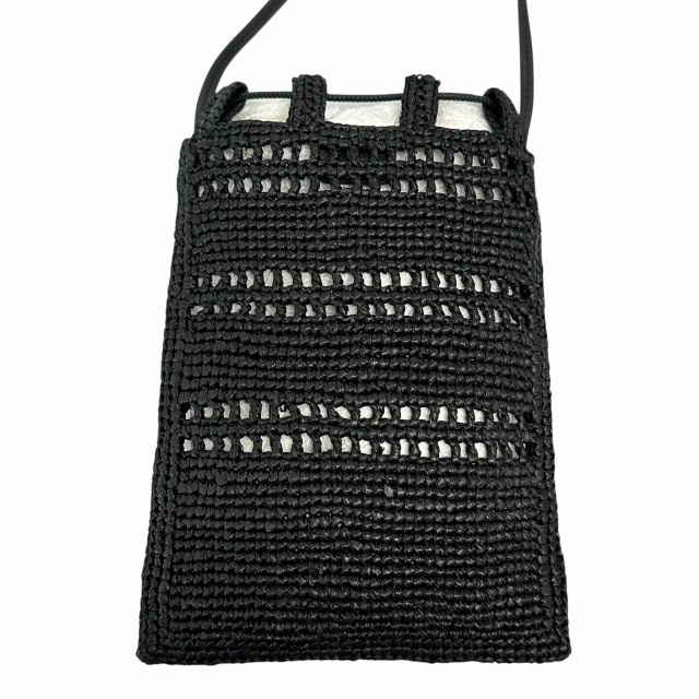 【中古】ロエベ LOEWE ドローストリング ポケット ラフィア ショルダー バッグ C756PHPX05 黒 ブラック☆AA★▲■_3