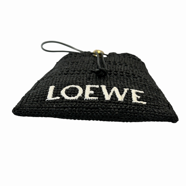 【中古】ロエベ LOEWE ドローストリング ポケット ラフィア ショルダー バッグ C756PHPX05 黒 ブラック☆AA★▲■_5