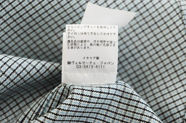 【中古】ヴェルサーチ ヴェルサーチェ VERSACE ダブルポケット チェック柄 シャツ ジャケット 46 ライトブルー●_3
