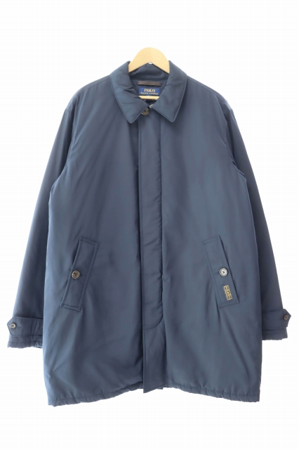 【中古】ポロ ラルフローレン POLO RALPH LAUREN 長袖 中綿 コート LG 裏地キルティング 比翼 紺 ネイビー●251116