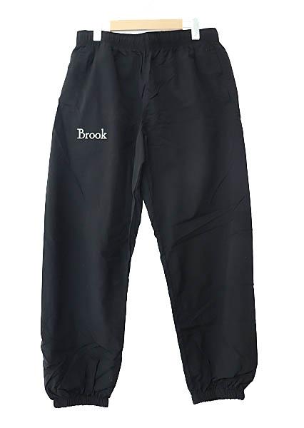 【中古】Brook ブルーク Logo ロゴ 刺繍 ナイロン イージー パンツ 7219-01 L 黒ブラック 251115 メンズ