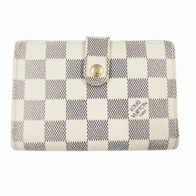 【中古】ルイヴィトン LOUIS VUITTON ダミエ アズール ポルトフォイユ ヴィエノワ 二つ折り 財布 N61676 ホワイト●▲
