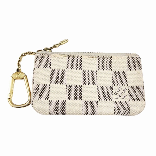 【中古】ルイヴィトン LOUIS VUITTON ダミエ アズール ポシェット クレ キーリング付  ケース N62659 白●▲