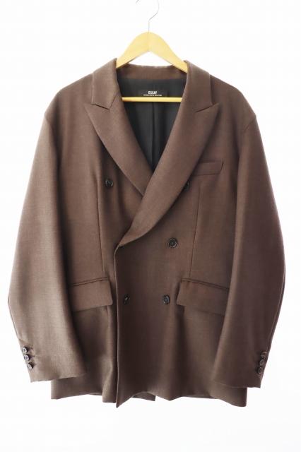 【中古】エッセイ ESSAY ウール ダブル ブレスト テーラード ジャケット ES21J-01 2 茶 ブラウン■●