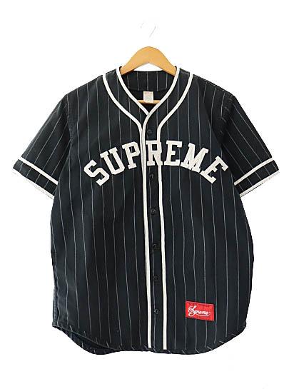 【中古】シュプリーム SUPREME 12SS Baseball Jersey ロゴ刺繍 ベースボール 半袖 シャツ ジャージー S黒☆AA★251211