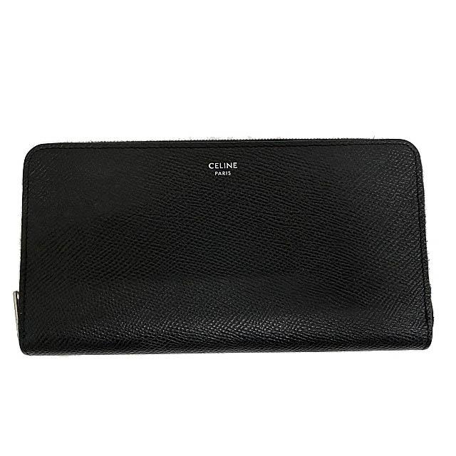 【中古】セリーヌ CELINE Large Zipped Wallet ラージ ジップド ウォレット ラウンドファスナー 長財布 黒▲■260118