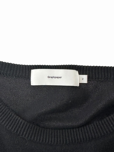 【中古】グラフペーパー Graphpaper 21SS スビン ロングスリーブ クルーネック ニット セーター 2 黒 ブラック_2