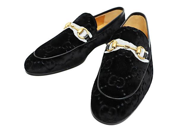 【中古】グッチ GUCCI ヨルダーン GG ベルベット ベロア ホースビット ローファー パンプス 430088 5 黒▲■251221