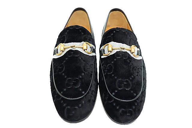 【中古】グッチ GUCCI ヨルダーン GG ベルベット ベロア ホースビット ローファー パンプス 430088 5 黒▲■251221_1