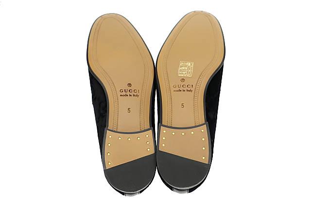 【中古】グッチ GUCCI ヨルダーン GG ベルベット ベロア ホースビット ローファー パンプス 430088 5 黒▲■251221_4