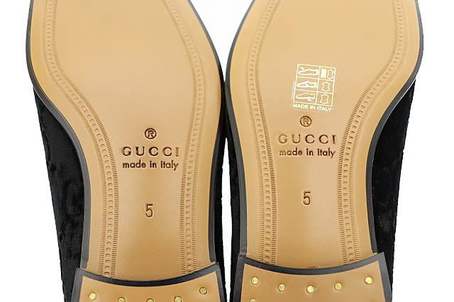 【中古】グッチ GUCCI ヨルダーン GG ベルベット ベロア ホースビット ローファー パンプス 430088 5 黒▲■251221_5