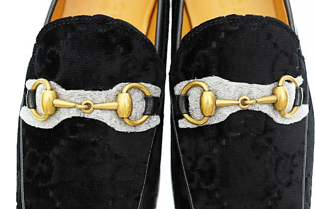 【中古】グッチ GUCCI ヨルダーン GG ベルベット ベロア ホースビット ローファー パンプス 430088 5 黒▲■251221_6