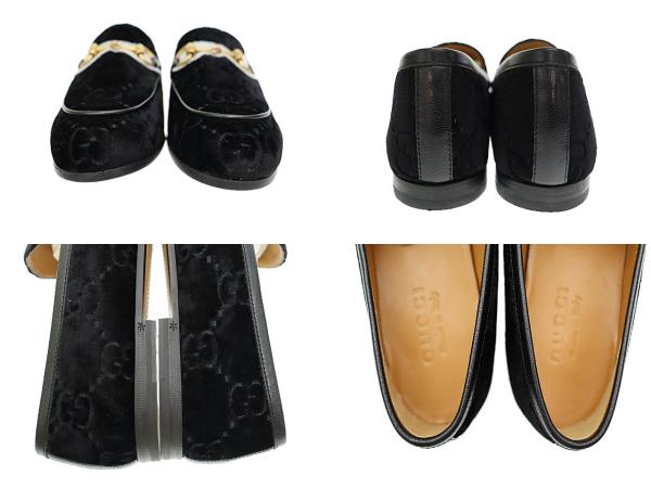 【中古】グッチ GUCCI ヨルダーン GG ベルベット ベロア ホースビット ローファー パンプス 430088 5 黒▲■251221_8