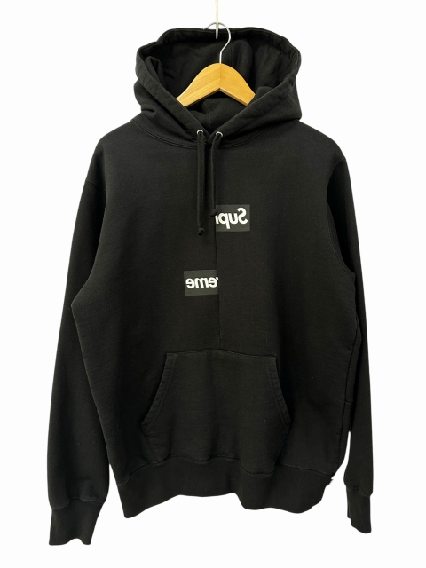 【中古】シュプリーム SUPREME × コムデギャルソン 18AW スプリット ロゴ スウェット パーカー M 黒 ブラック