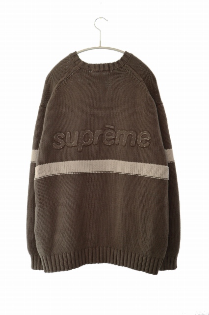 【中古】シュプリーム SUPREME 25SS ロゴ 刺繍 トーナル アップリケ クルーネック ニット セーター L 茶 ☆AA★260211_1