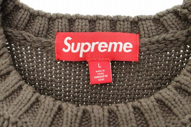 【中古】シュプリーム SUPREME 25SS ロゴ 刺繍 トーナル アップリケ クルーネック ニット セーター L 茶 ☆AA★260211_5