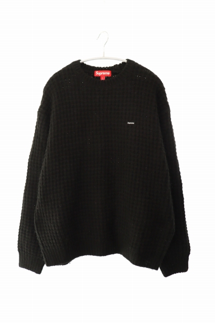 【中古】シュプリーム 25AW スモール ボックス ロゴ 刺繍 ワッフル クルーネック ニット セーター L 黒 260211