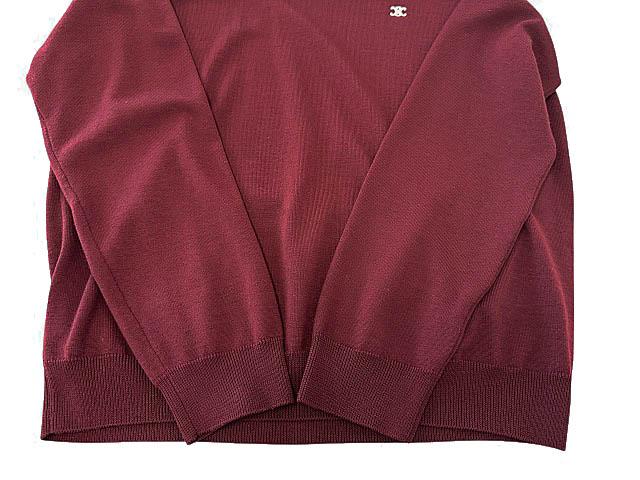 【中古】セリーヌ CELINE 23AW ロゴ刺繍ウール トリオンフ クルーネック セーター 2AH80322U.28BD XXL ボルドー260202