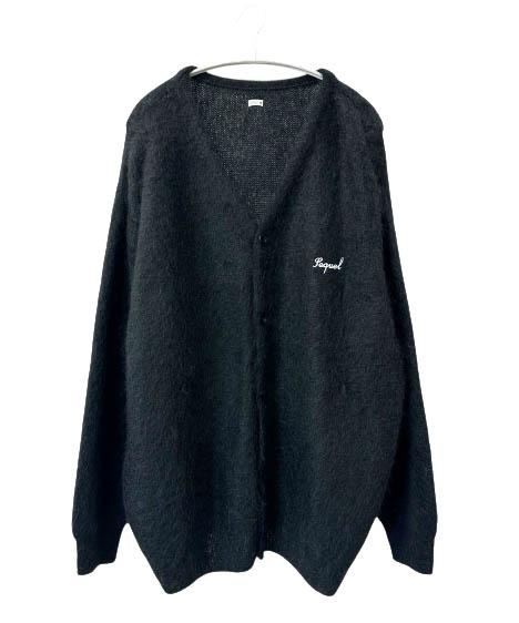 【中古】シークエル SEQUEL 25AW MOHAIR CARDIGAN ロゴ刺繍 モヘヤ モヘア ニット カーディガン XL 黒ブラック 260202