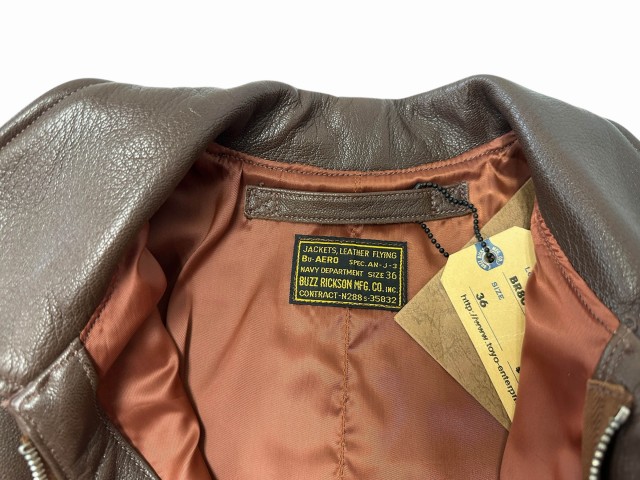 【中古】バズリクソンズ BUZZ RICKSON’S AN-J-3 ゴートスキン なめし革 飛翔 上衣 BR80410 36 赤銅色●■