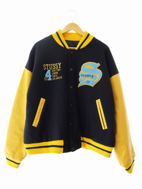 【中古】ステューシー STUSSY 90s OLD BIG4 Varsity Jacket ヴァーシティ ジャケット スタジャン ブルゾン L 260222