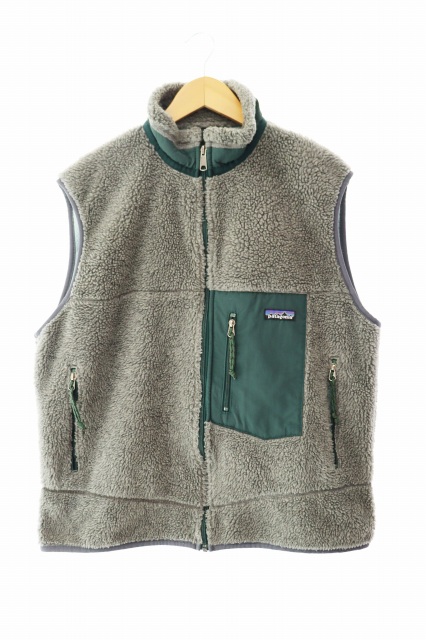 【中古】パタゴニア Patagonia 90s 1999年製 USA製 Retro-X Vest ロゴ 刺繍 レトロ フリース ベスト L 灰 260227