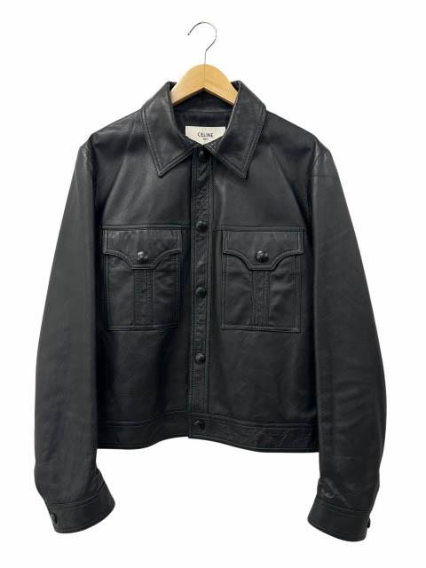 【中古】セリーヌ CELINE 20SS アビエーター ソフトドラム ラムスキン 羊革レザー ジャケット 2F017291D 52黒■260303