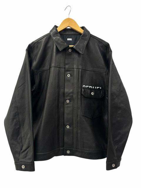 【中古】シークエル SEQUEL ×FRAGMENT フラグメント 25AW LEATHER JACKET カウ レザー 牛革 ジャケット XL黒 260303