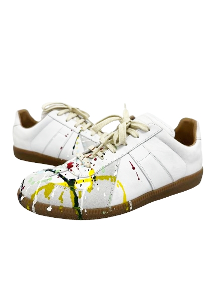 【中古】メゾンマルジェラ Maison Margiela Replica ペイント レザースニーカー ジャーマントレーナー ▲■260320