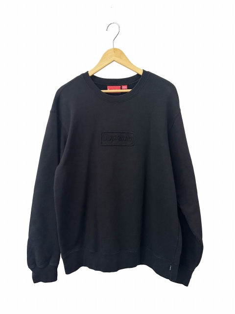 【中古】シュプリーム SUPREME 20SS カットアウト ロゴ クルーネック スウェット トレーナー L 黒 ブラック 260324