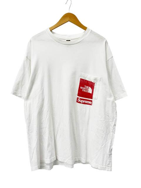 【中古】シュプリーム SUPREME × ノースフェイス 23SS Printed Pocket Tee ロゴ ポケット 半袖 Tシャツ L 白 260401