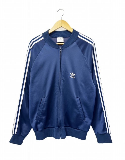 【中古】アディダス adidas 80s USA製 ATP トラックジャケット ジャージ ブルゾン L 紺 ネイビー 260311 メンズ