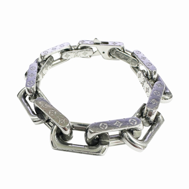 【中古】ルイヴィトン LOUIS VUITTON モノグラム チェーン ブレスレット M00309 シルバー▲