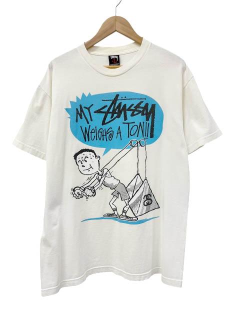 【中古】ステューシー STUSSY OLD オールド 00s MY STUSSY WEIGHTS A TON TEE ロゴ プリント 半袖 Tシャツ L白 260403