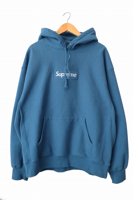 【中古】シュプリーム SUPREME 23AW ボックス ロゴ フーデッド スウェット シャツ パーカー L 青 ブルー☆AA★260426
