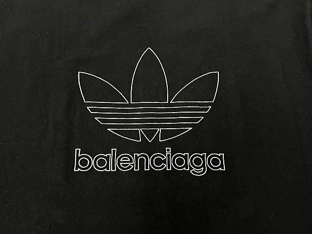 【中古】バレンシアガ BALENCIAGA ×adidas アディダス 23SS トレフォイル ロゴ刺繍 半袖Tシャツ 2黒☆AA★■260427_3