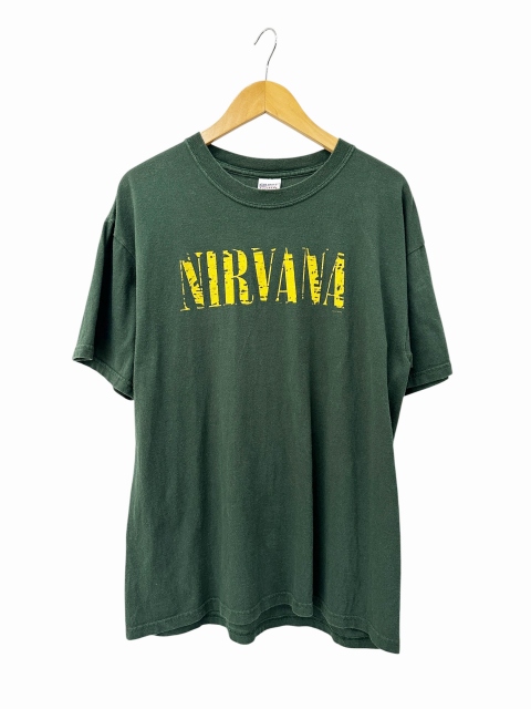 NIRVANA Tシャツ 2005　カーキ　Lサイズ 中古】ヴィンテージ VINTAGE 00s 2005 NIRVANA Tee ニルヴァーナ ロゴ