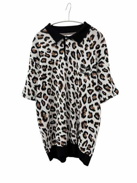 【中古】ワコマリア WACKO MARIA LEOPARD KNIT S/S POLO 刺繍 レオパード ニット ポロシャツ L マルチカラー 260411